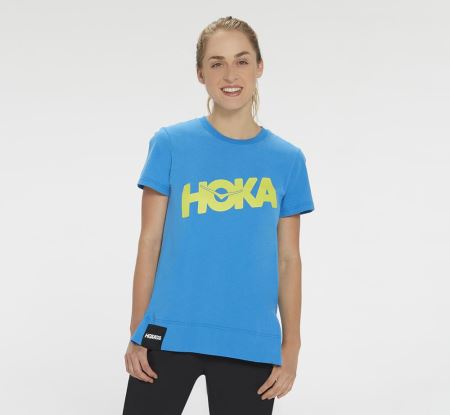 Hoka One One Brand Tee Dama - Top Albastri | RO-a6DWWzT